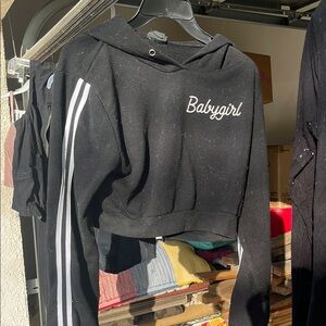 Black Babygirl Cropped Hoodie